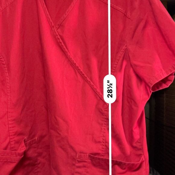 ScrubStar Red Mock Wrap Scrub Top - Extra Large - XL - Picture 8 of 8